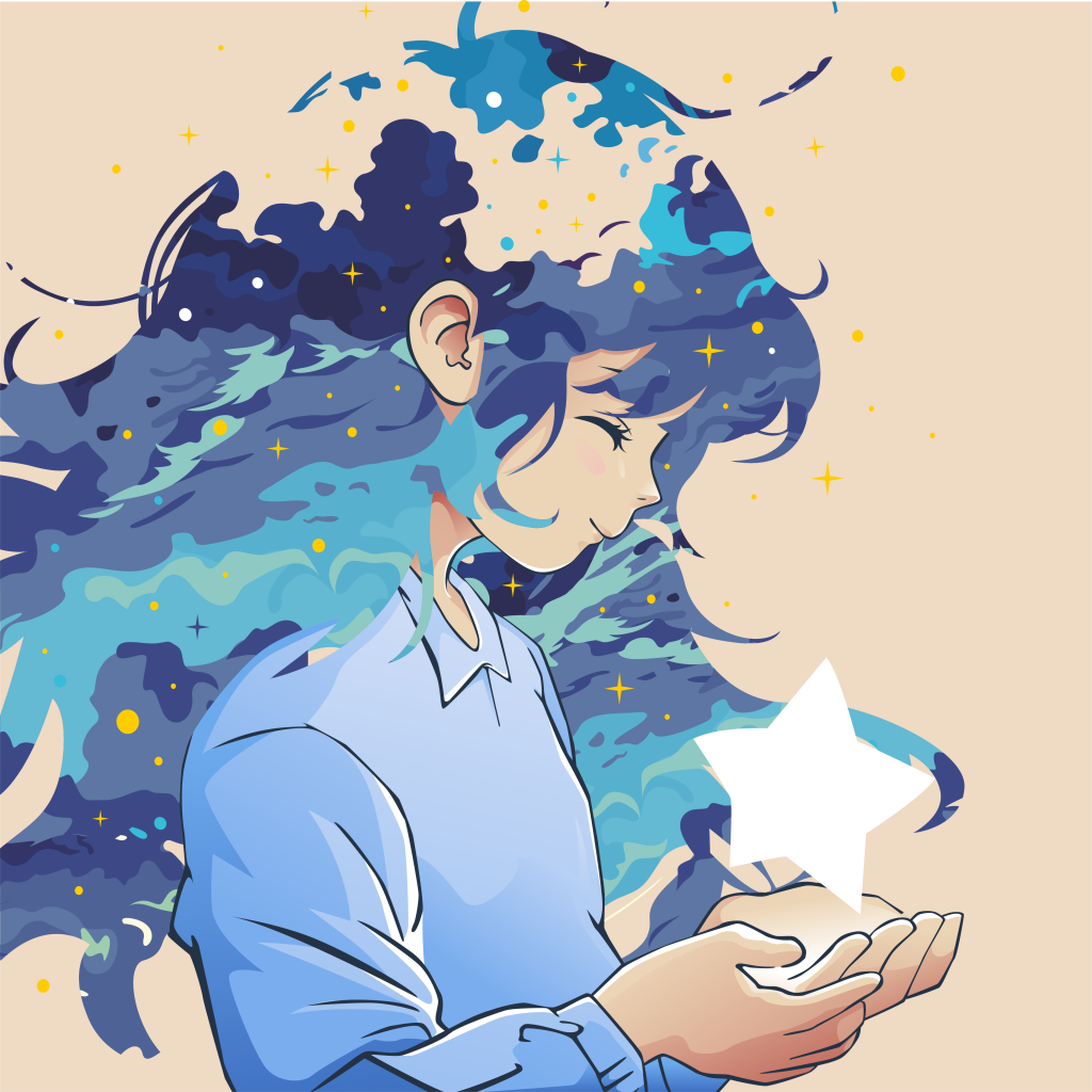type d'accompagnement, application de l'EMDR, stimulation bilatérale, traumatismes, fillette avec une étoile dans les mains, évolution hypnose, Savoie, EMDR, Arvillard, La Rochette, Pontcharra, Allevard, Chambéry, Grenoble, Séverine Dixon